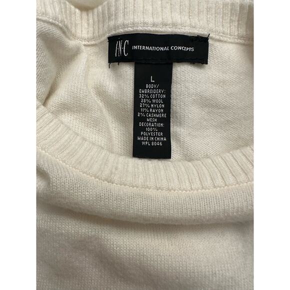 INC International Concepts White Sweater Large Cashmere - Picture 4 of 4